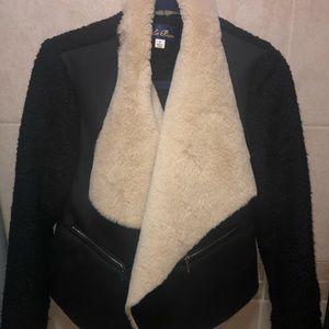 Blue Rain faux fur crop jacket